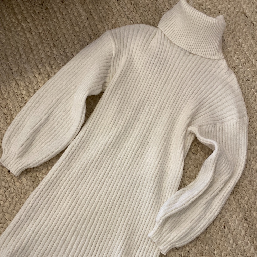 White sweater dress